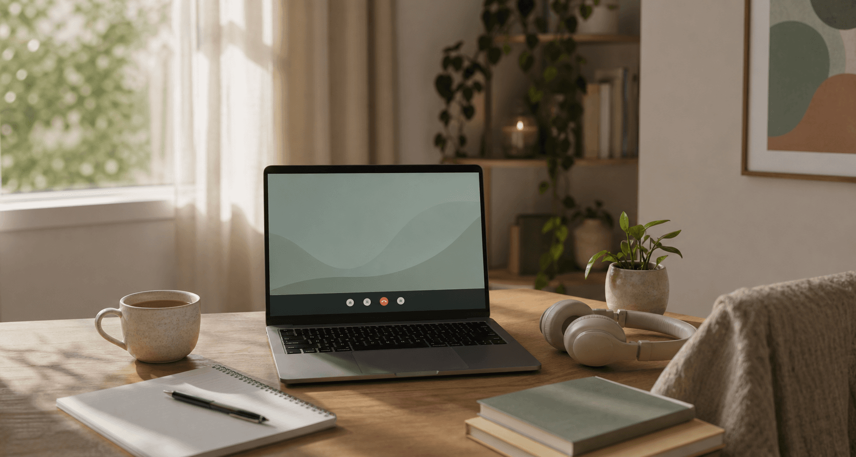 Mesa tranquila para atendimento psicológico online
